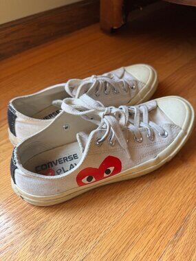 Vintage Converse x Comme Des Garcons Big Heart Low Top White, men 6 women 8